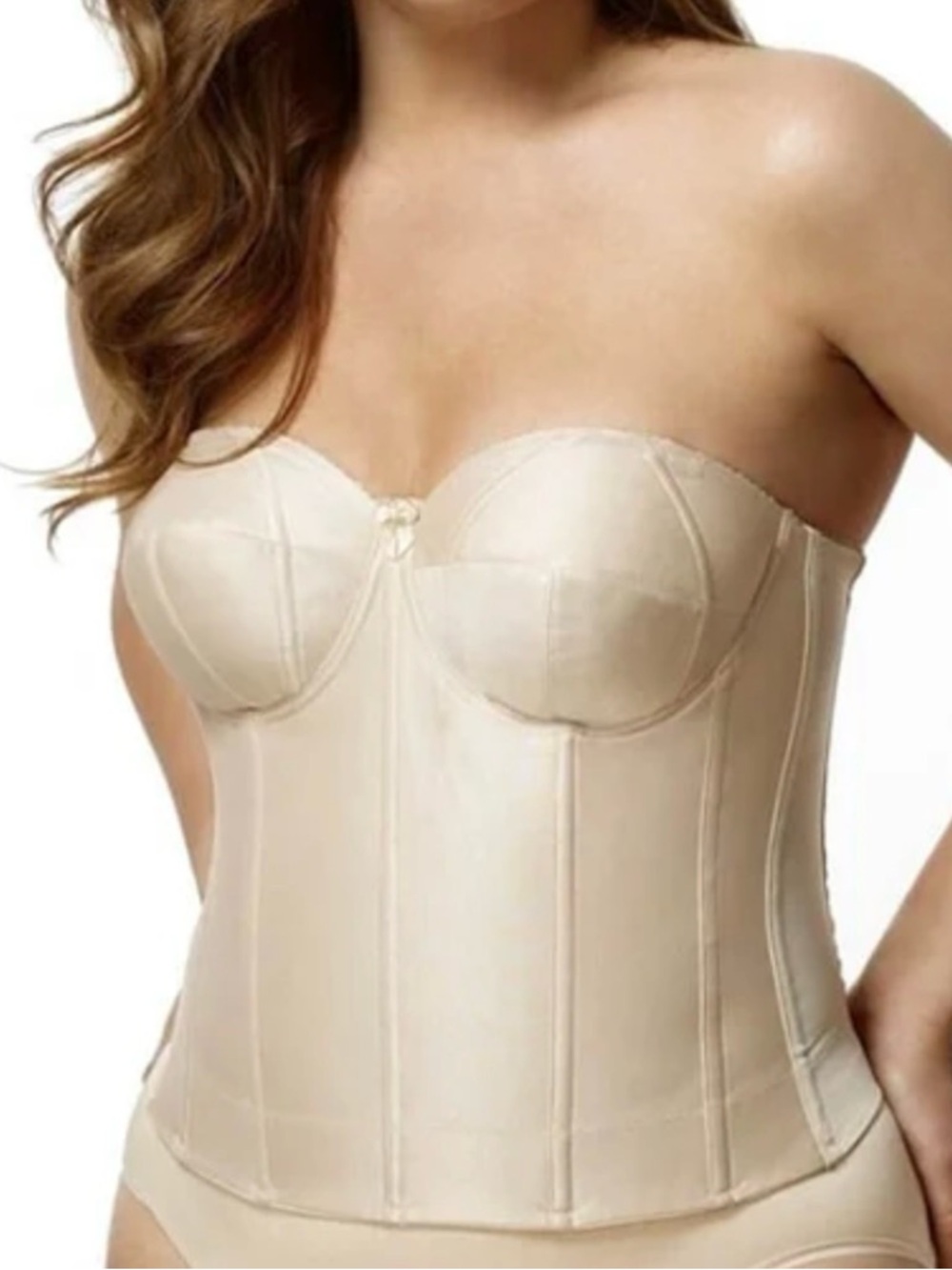 Elila 6421 Strapless Longline Underwire Bra 40I Nude NWT